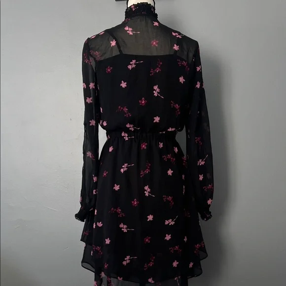 RACHEL Rachel Roy Sheer Black Dress with Pink Floral Design - Picture 6 of 10